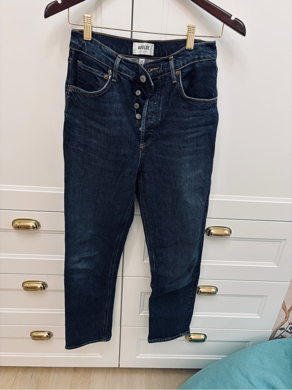 AGOLDE Women’s Dark Blue Slim Straight Jeans